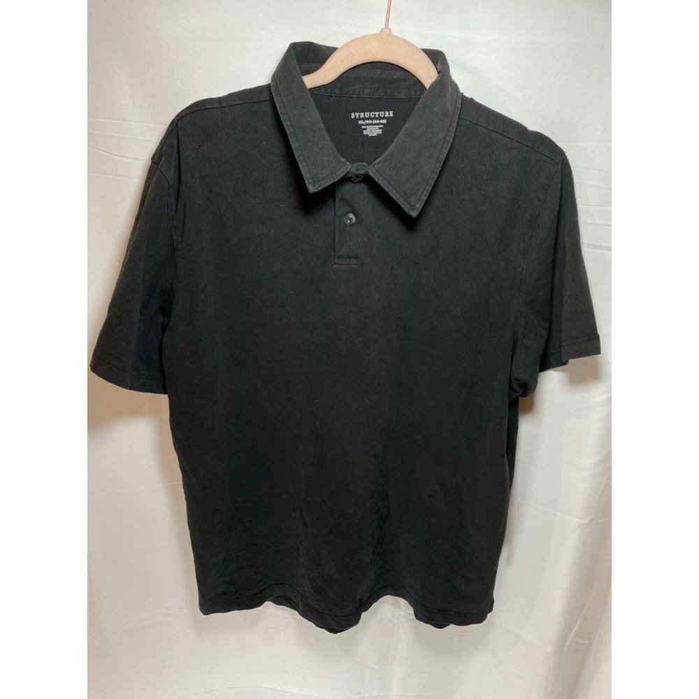 Structure‎ Polo Shirt Adult Medium Black Button Pullover Golfer Mens